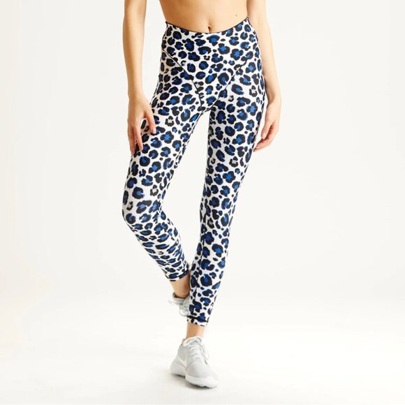 ADAM SELMAN SPORT French Cut Legging / Blue Leopard - Picture 1 of 8